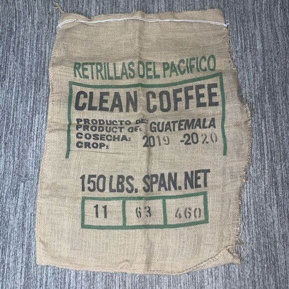 Burlap Coffee Bean Bag‎ Retrillas Del Pacifico Cafe Decor 2019-2020 Tan - Picture 1 of 3